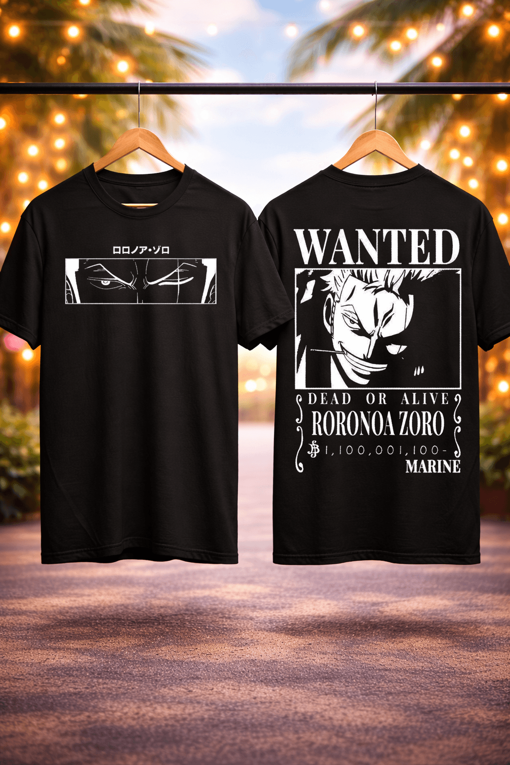 French Terry Cotton Unisex Oversized T-shirt ZORO (BLACK)