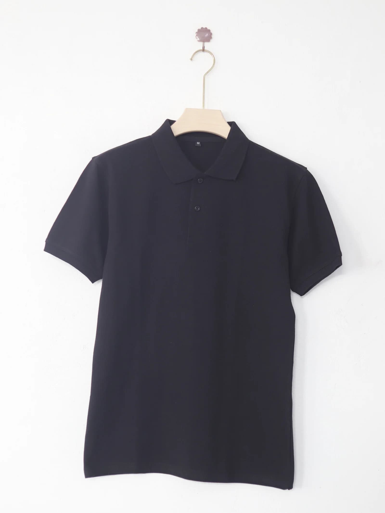(240 Gsm Cotton )Polo Collar T-Shirt (Black)