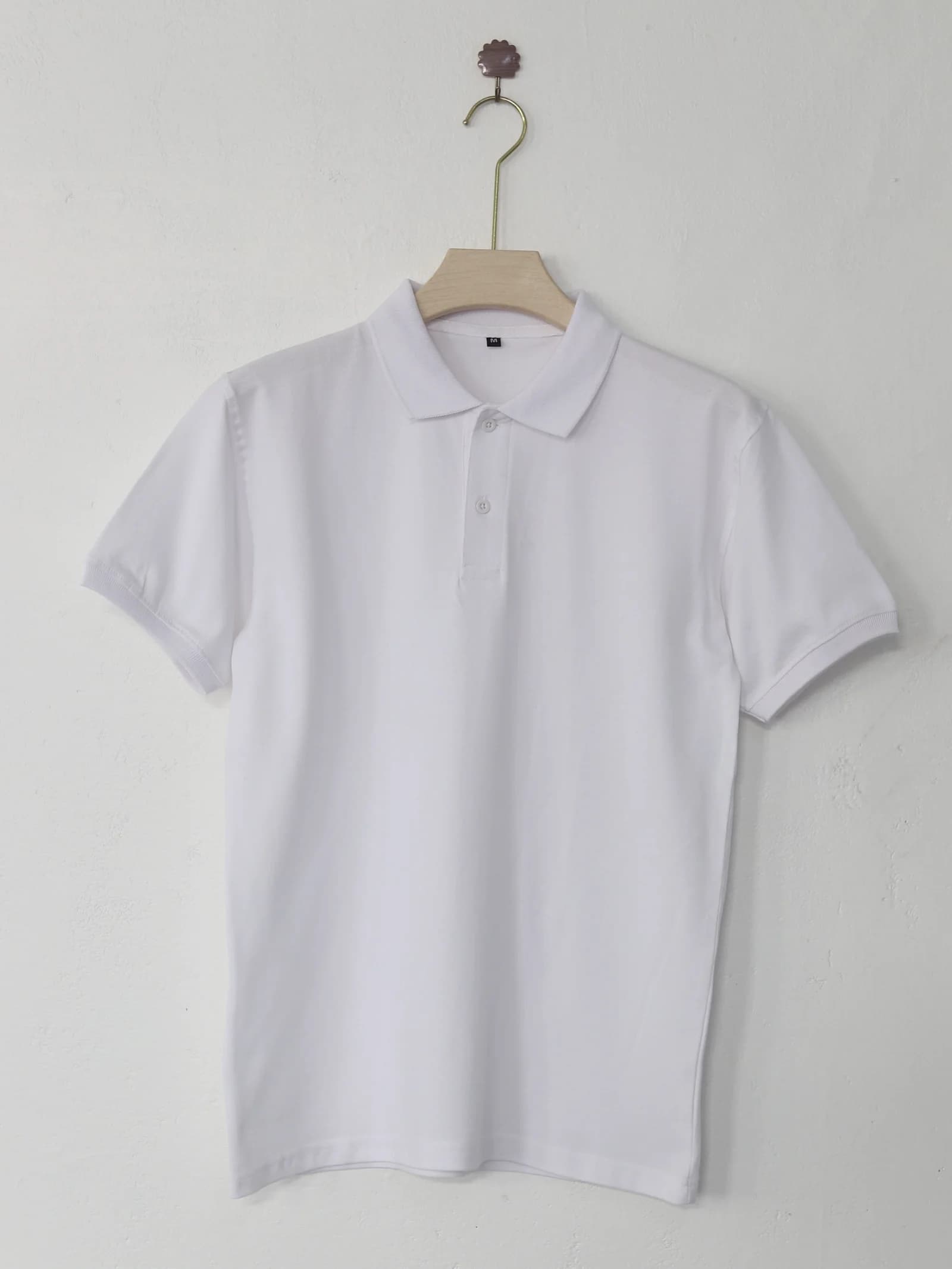 (240 Gsm Cotton )Polo Collar T-Shirt (White)