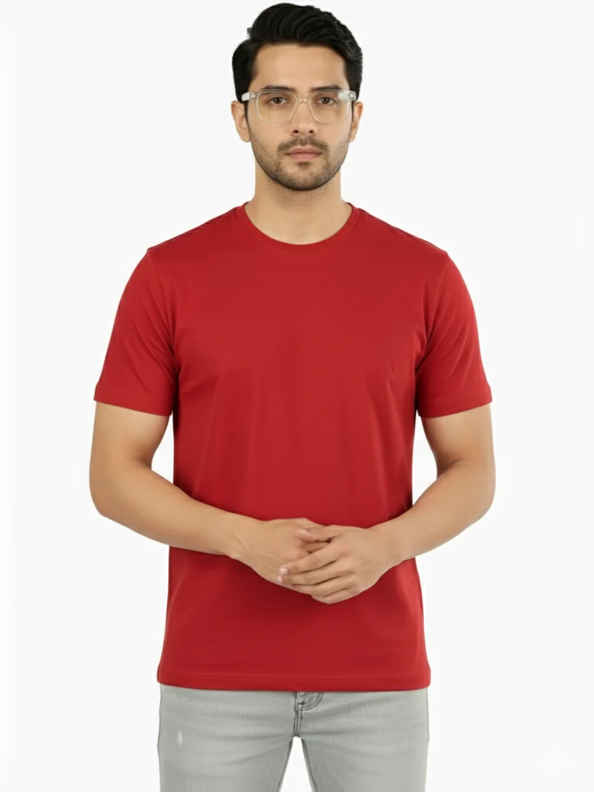 Regular Half Sleeve (Single Jersey Cotton) (Chree Red)